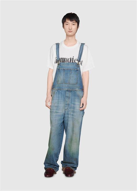 gucci dungarees|Gucci is selling denim overalls with grass ‘stain effect’ for $1,400.